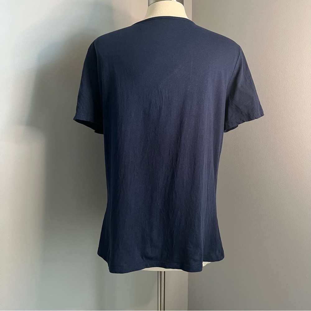 Cappagallo L Navy Blue Floral Short Sleeve Shirt Tee T-Shirt - Picture 7 of 11